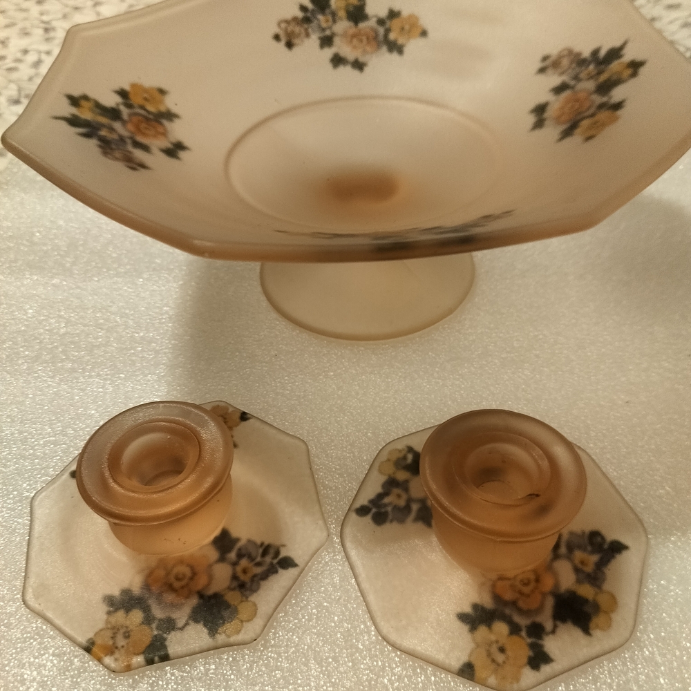 Floral Glass Home Accent Set